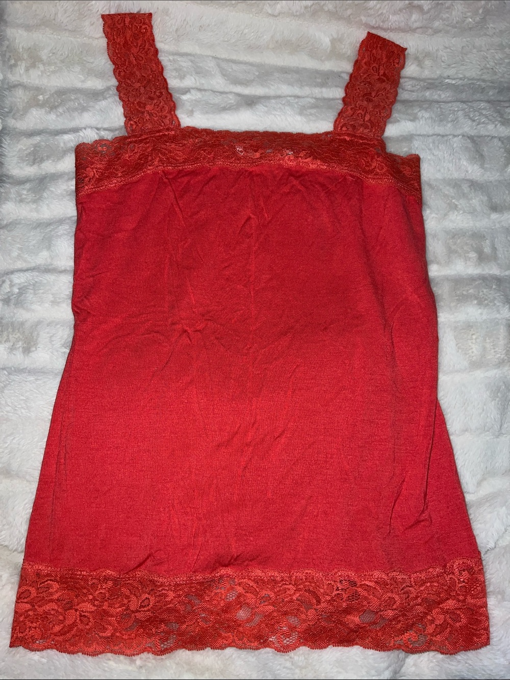 Halogen Coral Lace-Trim Tank Top